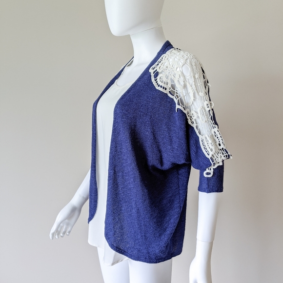 Ricki's Lace Cold Shoulder Cardigan Sweater - Picture 2 of 5